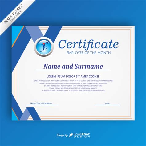Download Certificate Of Appreciation Template In Blue Coreldraw