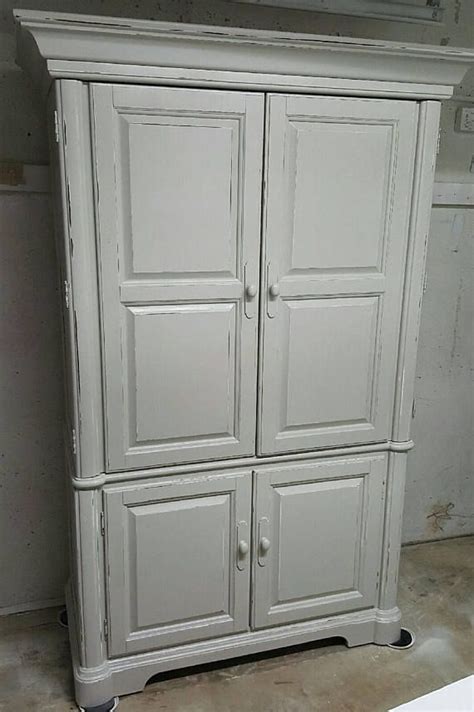 To be featured tag #shabbychicliving. Shabby chic Armoire Grey Beige large cottage chic wardrobe ...