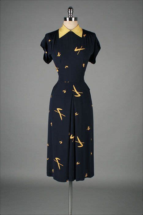 R E S E R V E D Vintage 1940s Dress Blue Rayon Yellow Etsy