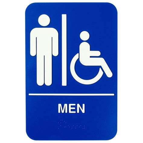 Ada Mens Restroom Sign With Braille Blue And White 9 X 6