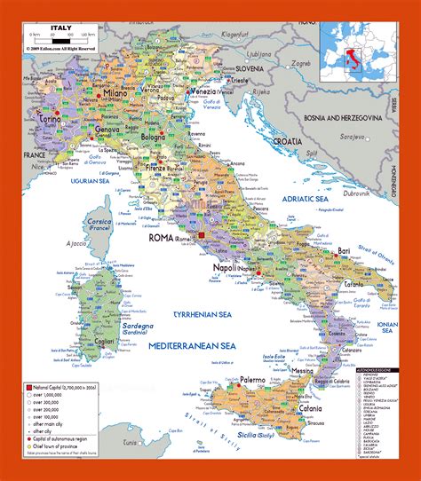 Political And Administrative Map Of Italy Maps Of Italy Maps Of Europe Map Maps Of