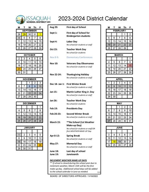 Issaquah School District Calendar 2023 2024