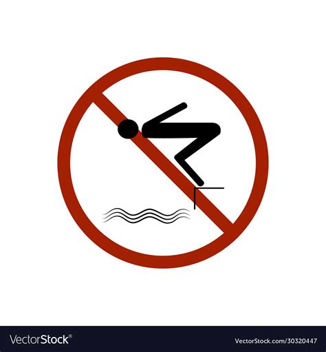 Dont Jump Into Water Dangerous Dive Sign Vector Image