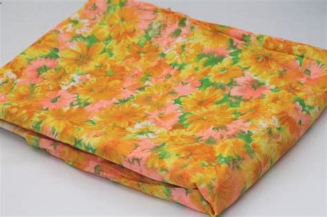 Fine Cotton Plisse Textured Fabric 60s Vintage Watercolor Floral Print