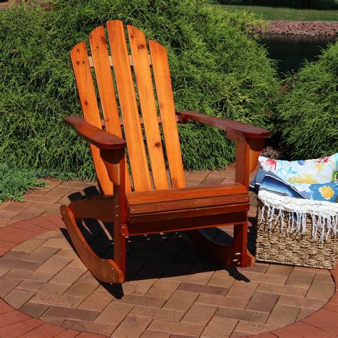 Sunnydaze Wood Adirondack Rocking Chair Outdoor Patio Rocker Brown