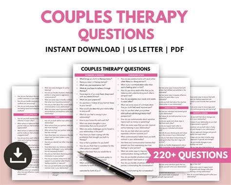 Couples Therapy Questions Marriage Counseling Session Etsy