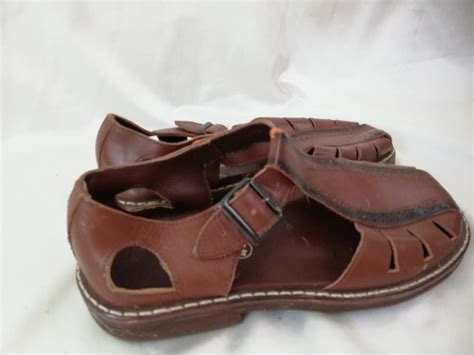 Vintage Leather Sandals Men Brown Fisherman Sandals Closed Etsy