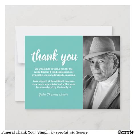 Funeral Thank You Simple Photo Zazzle Funeral Thank You Funeral