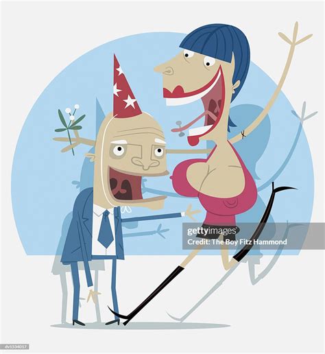Excited Businessman And A Woman At An Office Christmas Party Illustration Getty Images