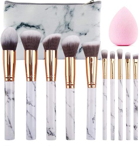 SEPROFE Make Up Brushes Pieces Marble Pattern Professional Makeup Brush Set Kabuki Foundation