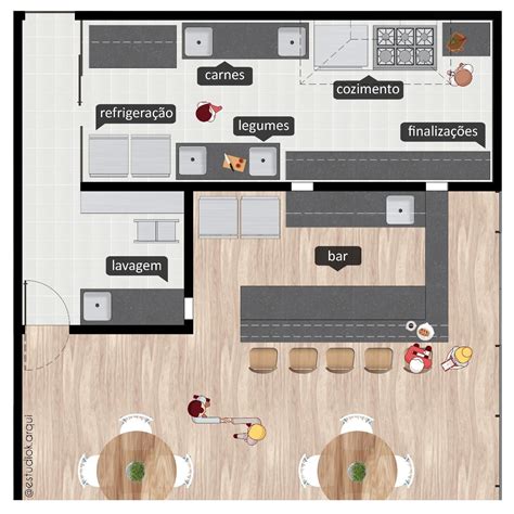 An Overhead View Of A Kitchen And Living Room In A Small Apartment With Wood Flooring