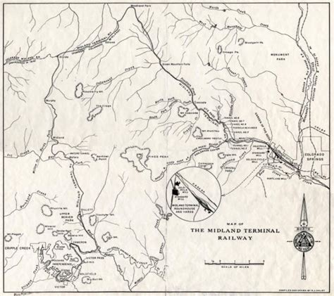 Map Of Midland Terminal Railway Colorado Mines Cripple Creek Colorado