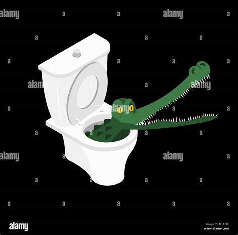 Crocodile In Toilet Alligator In Sewer Vector Illustration Stock