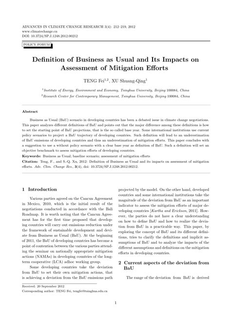 Video shows what business as usual means. (PDF) Definition of Business as Usual and Its Impacts on ...