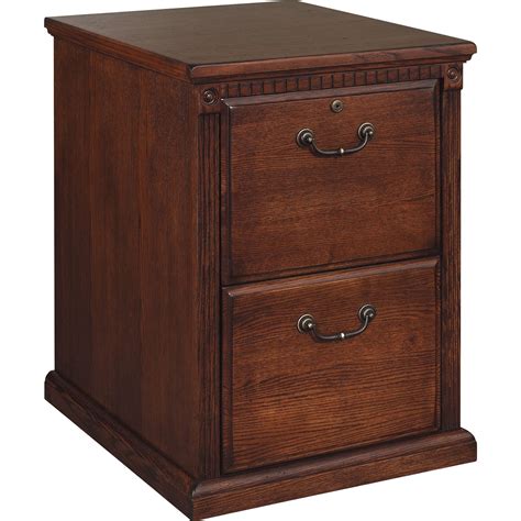 A Wooden File Cabinet With Two Drawers