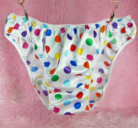 Anias Poison Full Polka Dot Bikini Cut Soft Satin Lined Sissy Panties For Men Manties Sz S Xxl