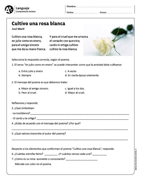 Cultivo Una Rosa Blanca” Data Recalc Dims Teaching Spanish Spanish