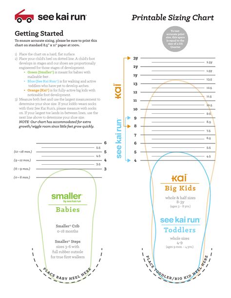 免费 Printable Baby Shoe Size Chart 样本文件在