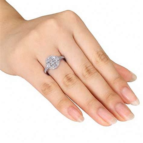 Lab Created White Sapphire Ring In Sterling Silver Piercing Pagoda