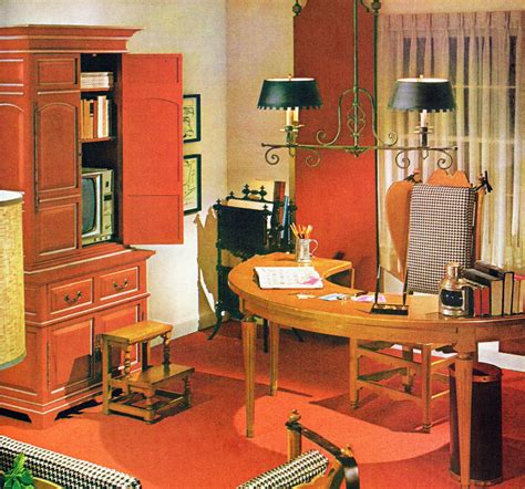 Remarkably Retro Home Office With Semi Circle Desk 1970 The