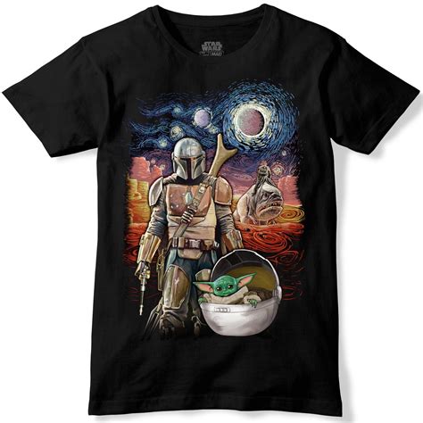 Star Wars Mandalorian Starry Night T Shirt Medium