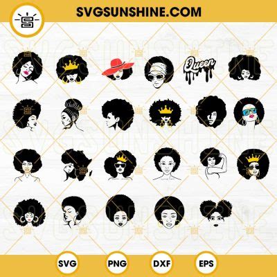 Afro Woman Svg Bundle Curly Hair Svg Black Queen Svg African
