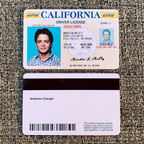 Movie Memorabilia Prop Michael J Fox Back To The Future License Marty