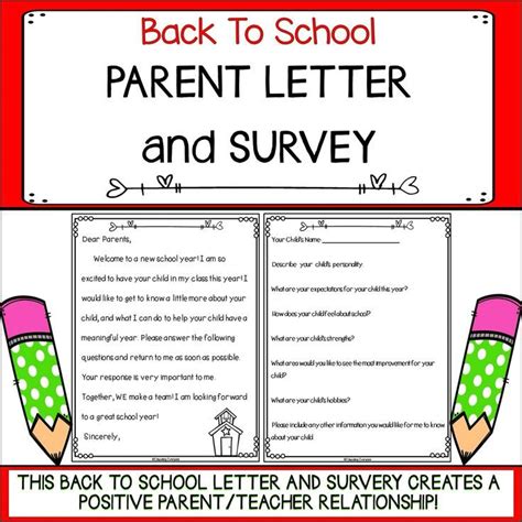 Back To School Parent Letter And Survey Letter To Parents Parents As