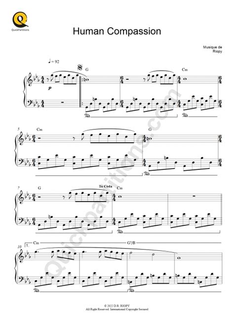 Human Compassion Piano Solo Sheet Music From Riopy