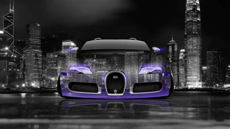 Картинки Tony Kokhan Bugatti Veyron Front Crystal City Car