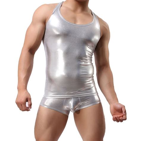 Men S Lingerie Underwear Sexy Jjsox Series Stage Costumes Vest Nk10 Silver Xl