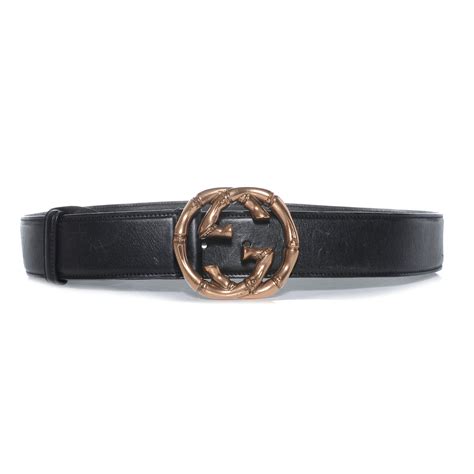 Gucci Leather Bamboo Gg Buckle Belt 85 34 Black 43287