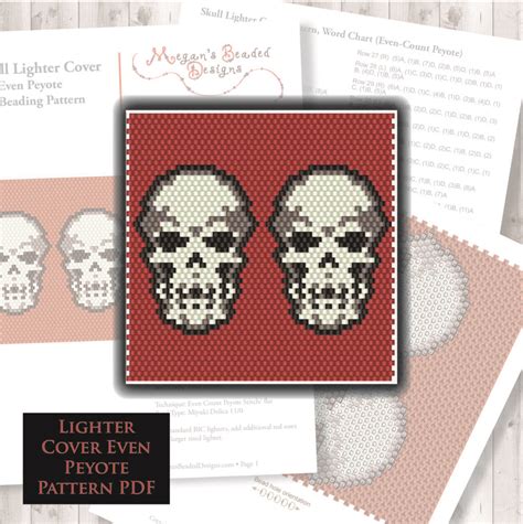 Skull Lighter Cover Peyote Beading Pattern Megan S Beaded Designs