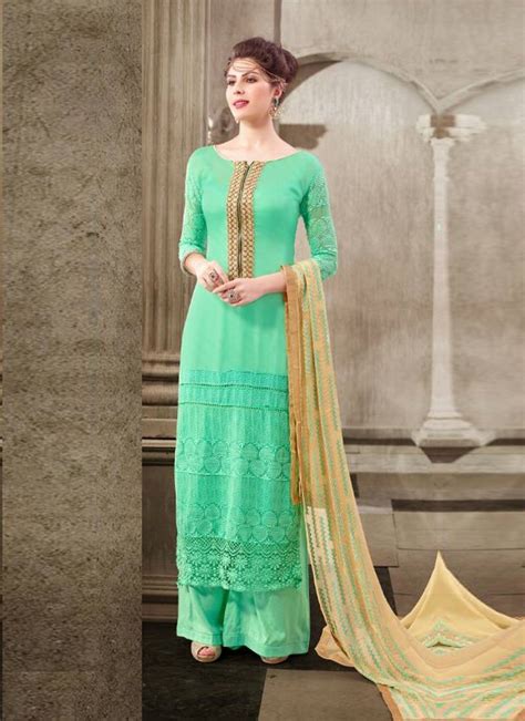Skyblue Georgette Embroidered Semi Stitiched Salwar With Dupatta Laxmivillagems 1098615