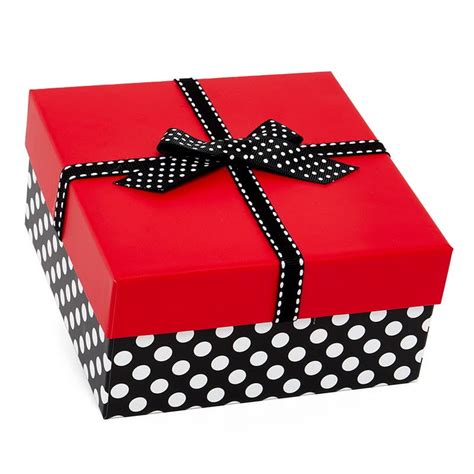 Red Top Polka Dot Box With Ribbon 6 X 6 X 2 14 Quantity 24 By