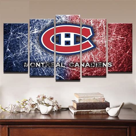 Montreal Canadiens Ice Hockey Sport 5 Panel Canvas Art Wall Decor