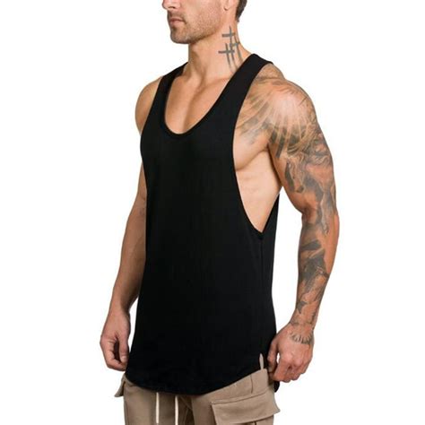Mens Gym Workout Stringer Tank Top Sleeveless Muscle Workout Shirt