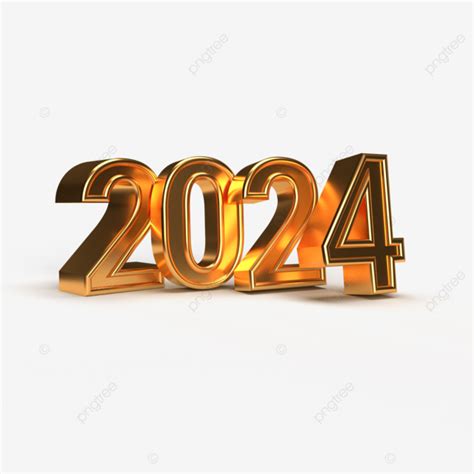 Bonne Année 2024 Numéros 3d Dorés Png Bonne Année 2024 Or 2024