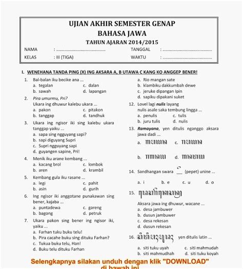 Materi Dan Contoh Soal Bahasa Jawa Kelas 12 Semester2 Jawabanku Id Riset