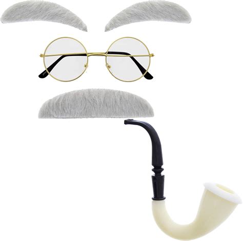 Zacs Alter Ego 4 Piece Old Mangrandpa Eyebrows Moustache Glasses