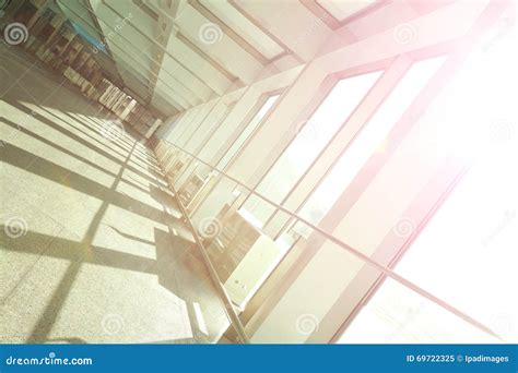 Sunny On Glass Office Building Interior Corridor Stock Image Image Of