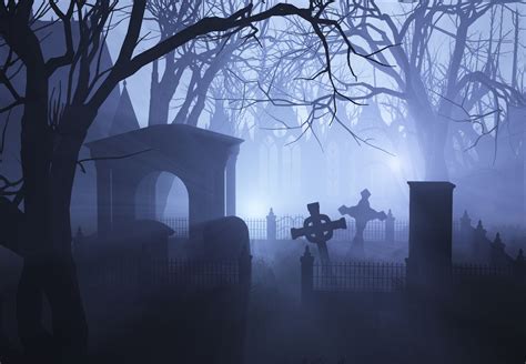 Misty Graveyard Cemeteries Origin Of Halloween Cemetary