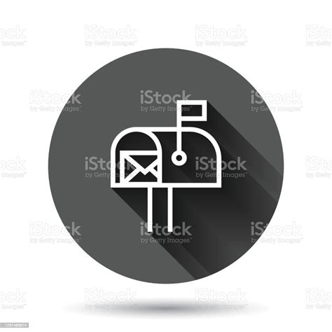 Mailbox Icon In Flat Style Postbox Vector Illustration On Black Round