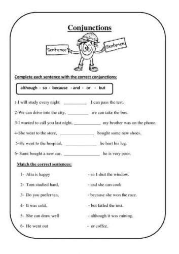 You can practice the activity for a public speaking event or in a class. free conjunction worksheets | Conjunctions worksheet, Free ...