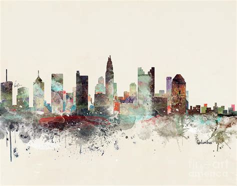 Columbus Ohio Skyline Painting By Bri Buckley Pixels