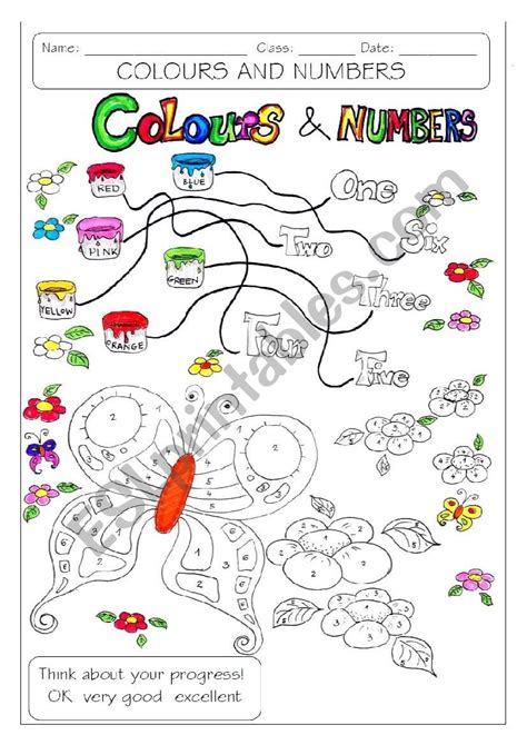 Numbers And Colours Worksheet