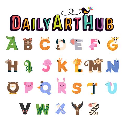 Cute Animal Alphabet Clip Art Set Daily Art Hub Free Clip Art Everyday