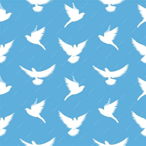 Premium Vector Seamless Vector Pattern With White Pigeons On A Blue