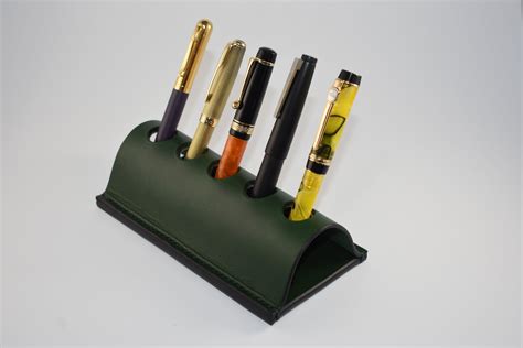 Desk Pen Holder Executive Pen Holder For Desk Leather 5 Etsy