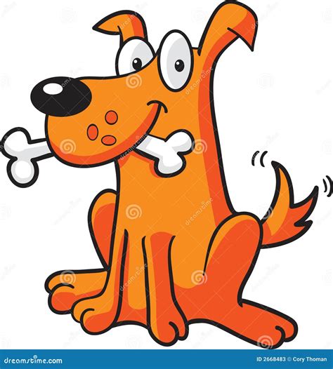 Dog With Bone Stock Vector Illustration Of Orange Happy 2668483